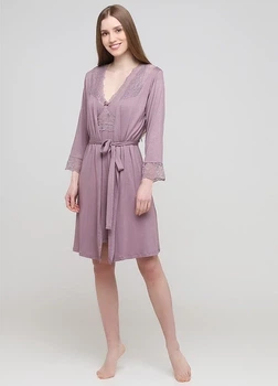 Женский комплект из вискозы для сна и дома халат+рубашка Cotpark ADET 16051в 4XL сиреневый