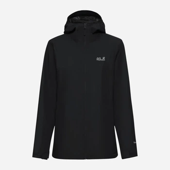Спортивна вітровка з капюшоном жіноча Jack Wolfskin Outrovert 2L Jkt W A65802-6000 M Чорна (4064886633123)
