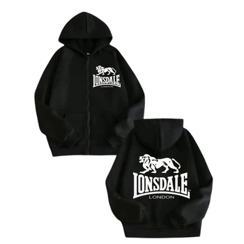 Чоловіча кофта демісезонна Lonsdale на блискавці S чорна (ZPLNS001)