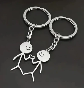 Парні брелоки для пари з нержавіючої сталі для закоханих "Love Stickman", 2 шт.