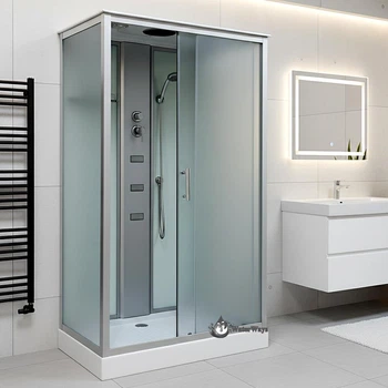 Гидромассажный бокс Ko&Po 715 120x80 см White прямоугольный на низком поддоне, правосторонний, матовое стекло, раздвижная дверь
