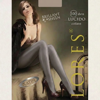 Колготы женские с блеском, плотные, праздничные, цветные, блестящие Lores Cacao Lucido100 Светло-бежевый 5