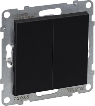 Вимикач 2-клавішний Legrand Suno 10 A Чорний 721405 (3414972040549)