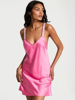 Пеньюар Victoria's Secret Very Sexy Shine Strap Satin Slip ХS Рожевий (27178655D)