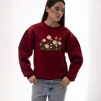 Свитшот с вышивкой 4XL бургунди (А145)