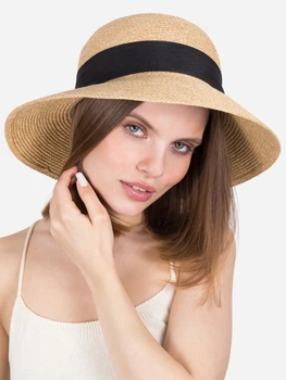 Панама женская плетеная VILSS Дубай-Hat LU-049-02 56-58 Натуральная/Черная (ROZ6501086828)