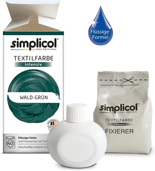 Фарба для одягу та текстилю Simplicol Wald-Grun forest grenn Intensiv (зелений ліс) 400 г + 150 ml рідкий барвник