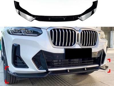 Юбка накладка переднего бампера M Performance X3 G01 / X4 G02 LCI 2022-2024, ABS пластик цвет черный глянец для BMW X4 G02 2018- (9086)