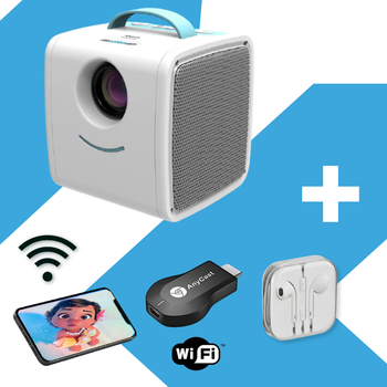 Проектор XPRO PANOPLUS SMILE Y для детей и взрослых с WiFI подключением к iOS и Android и функцией Screen Mirroring и трансляцией с телефона+ Наушники (e607b6-249)