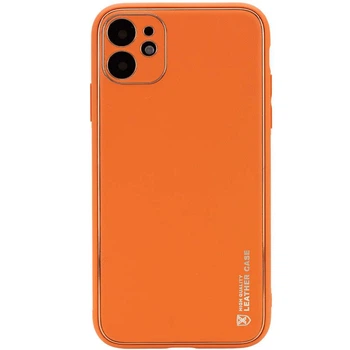 Кожаный чехол Xshield для Apple iPhone 12 (6.1") (Оранжевый / Apricot) (3483)