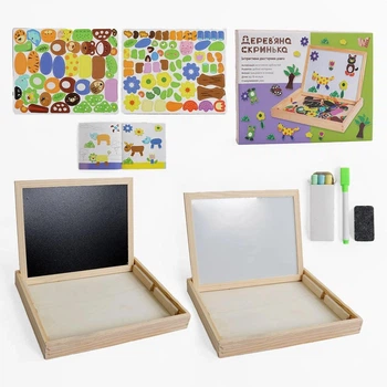 Деревянная доска магниты, фломастер, губка для стирания, мел WToys 16057