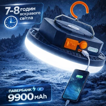 Фонарь аккумуляторный светодиодный Mos Lighting кемпинговая LED лампа подвесная аварийного освещения мощный фонарик на аккумуляторе LED emergency light резервное аккумуляторное освещение лед светильник с повербанком 9900 мАч