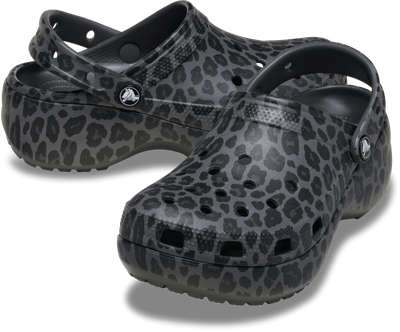 Жіночі крокси Платформа Принт Crocs Classic Platform Animal Clog Black Sand (39-40, чорний)