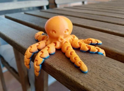 Милый Мини Восьминог Cute Mini Octopus Оранжевый 7 См 3Д Печать
