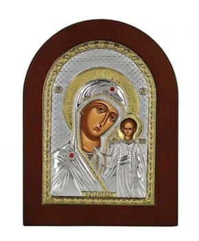 Срібна ікона "Казанська Богородиця з Ісусом" 21х15см Prince Silvero (MA/E1106/bx)
