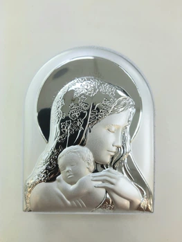 Срібна ікона диптих "Богородиця з Ісусом" 18,5х15см Silver Axion (ep4-186xg)