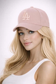 Молодежная кепка с вышивкой Лос Анджелес (Los Angeles) One-size 54-57см Пудровый