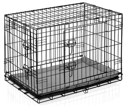 Metalowa klatka kennelowa dla psa Pethaus + legowisko L 107 x 71 x 77 cm Czarna PH-202 (5903890633677)