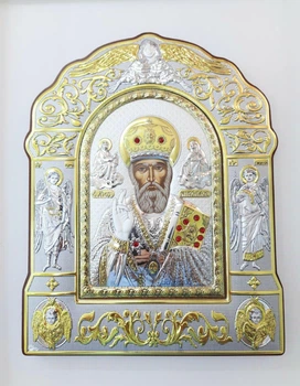 Срібна ікона "Святий Миколай Чудотворець" 11х9см Prince Silvero (ma/e3808/dx)