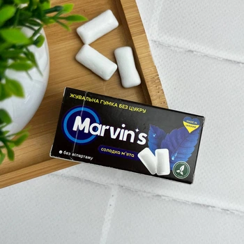 Жевательная резинка без сахара Marvin’s Сладкая мята 9 шт — с ксилитом для защиты от кариеса и свежего дыхания