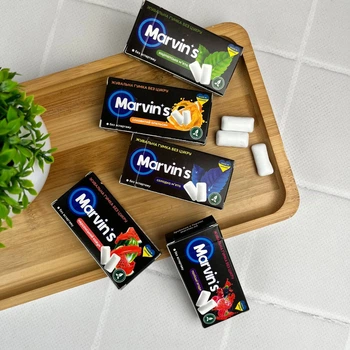 Жевательная резинка без сахара Marvin’s 5 упаковок (ассорти вкусов) — с ксилитом для защиты от кариеса и свежего дыхания