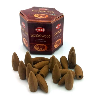 Арома-конусы с обратным потоком - Sandalwood Dhoop Cones, HEM (Сандаловое дерево)