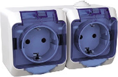 Подвійна розетка Schneider Electric Cedar Plus 2К+С IP44 зі шторками та кришкою Біла (WDE000525)