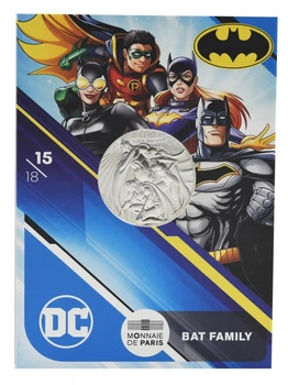 Монета Франция 10 евро 2025 Серебро UNC Комиксы DC - 15\18 - Bat family — Семья Бэтмена