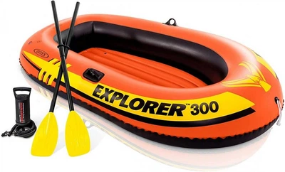 Надувная двухместная лодка до 186 кг, с веслами и насосом, Intex Explorer 300