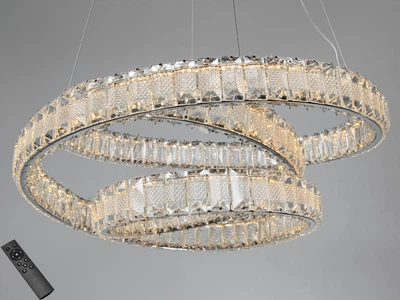 LED люстра подвес хром 92 Вт кристалл с пультом (арт. D8879/500CH)