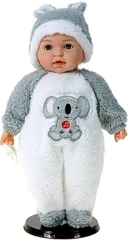 Lalka bobas Adar w szarym kostiumie pandy mówi i śpiewa po polsku 40 cm 58083 (5901271580831)