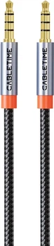Кабель CABLETIME TRRS Audio 3.5мм 1.5м Silver Metal Type, 4 pin, с поддержкой микрофона, стерео (CF18J)