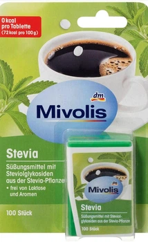 Замінник цукру, підсолоджувач Mivolis Stevia 100 шт