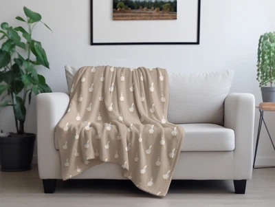 Плед Biltex Goosey Flannel Бежевый с принтом Полуторный 150х200 см (4820298413964)