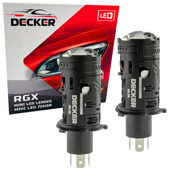 Led светодиодные мини линзы Bi-LED MiniLens Decker Led RGX-02 H4 5500k 12000lm 45/65w 9-16v (2 шт)
