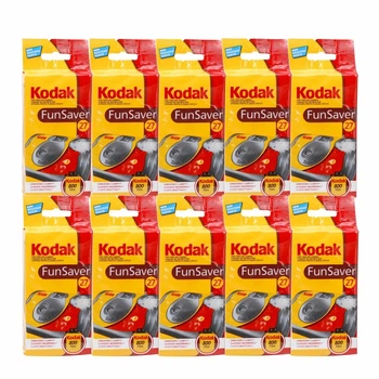 Комплект 10 штук одноразовых пленочных фотоаппаратов Kodak FunSaver 27 (каждая по 27 кадров) MAX 800 iso со вспышкой (фотоплёнка+батарейка уже в камере)