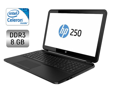Ноутбук HP 250 G5 / 15.6" (1366x768) TN / Intel Celeron N3060 (2 ядра по 1.6 - 2.48 GHz) / 4 GB DDR3 / 128 GB SSD / Intel HD Graphics 400 / WebCam / DVD-RW б/у