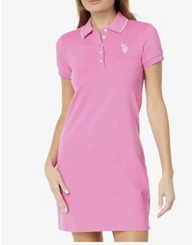 Женское платье-поло U.S Polo Assn.® USPA. Это идеальная повседневная одежда для выхода в свет. M Розовое