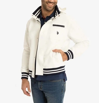 Чоловіча куртка-бомбер Yachting U.S. Polo Assn. з капюшоном Hidden Hood. XL Біла