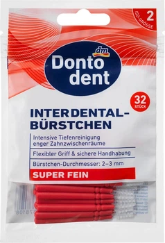 Ультратонкі міжзубні щітки Dontodent Interdentalbürsten ISO 2 (0,4 мм), 32 шт