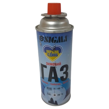Балон газовий цанговий 220 г для пальника SIGMA Зима +40/-20°С Корея RVR