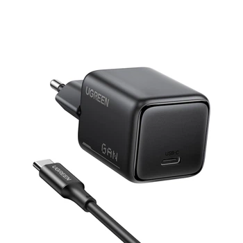 Сетевое зарядное устройство Ugreen X517 GaN USB-C 25W PD 3.0 QC 4.0 + кабель USB-C - USB-C 1 м Черный (75103)