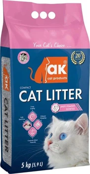 Наповнювач гігієнічний бентонітовий AK Cat Products Cat Litter для котів з ароматом Дитяча присипка 5 кг