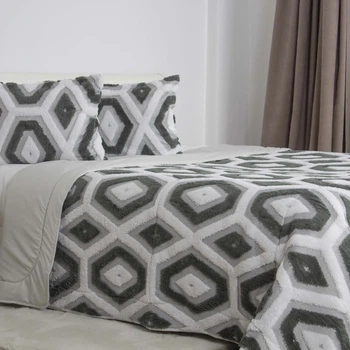 Покривало штучне хутро євро розмір 240*260 см Boho ТЕП Білий з сірим (52290240260)