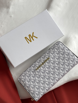Жіночий гаманець Michael Kors еко-шкіра 8 відділів для карт білий 20×11 см (LUX1170)