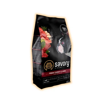 Сухой корм Savory со свежим ягненком и индейкой для взрослых собак малых пород, 1 кг