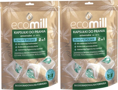 Універсальні капсули для прання Mill з екстрактом коноплі 2 x 30 шт (5902643000087/2)
