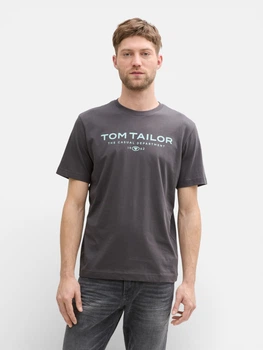 Футболка бавовняна довга чоловіча Tom Tailor 1045773-10899 XL Tarmac Grey з принтом (4068128252134)