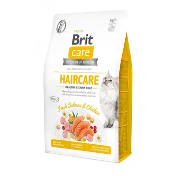Корм сухой Brit Care Cat Grain Free Haircare Healthy and Shiny Coat для котов уход за кожей и шерстью лосось и курица 2 кг