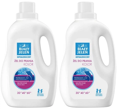Гель для прання кольорових тканин Biały Jeleń гіпоалергенний 2 x 1500 мл (5900133012923/2)